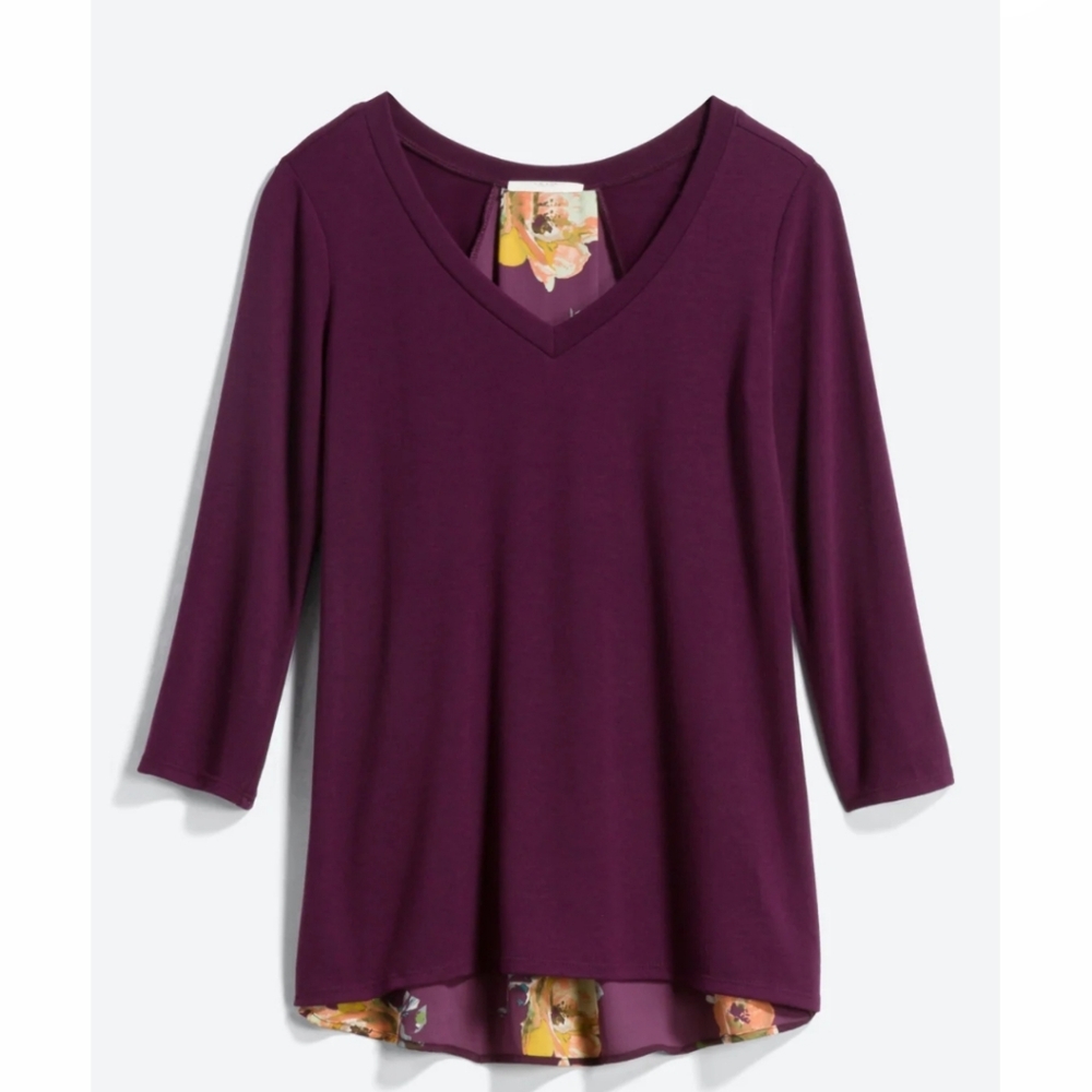 Women's Purple V-Neck Top